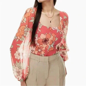 NWT Aritzia Wilfred Grace Top Floral Sz L